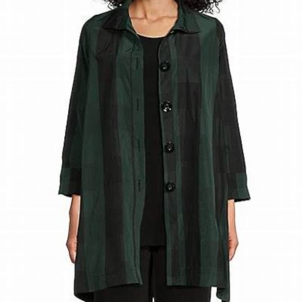 Ic Collection Plaid Button Front Jacket - image 3